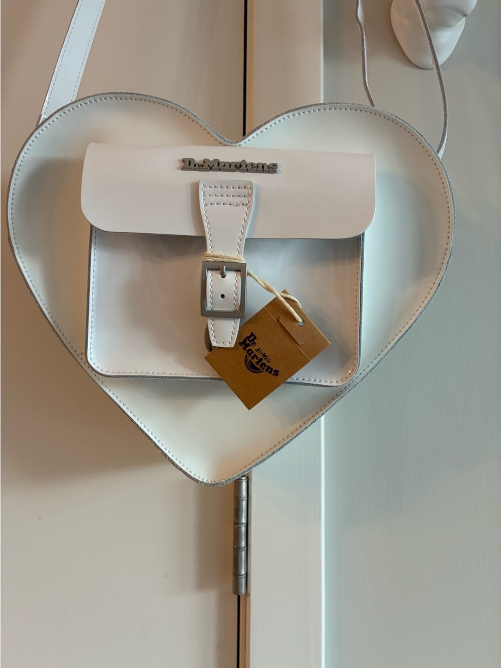 NEW genuine leather Dr. Martens White Heart-Shaped Crossbody/Backpack